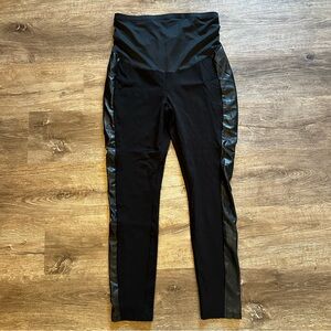 Maurices Black Leggings with Faux Leather Panels